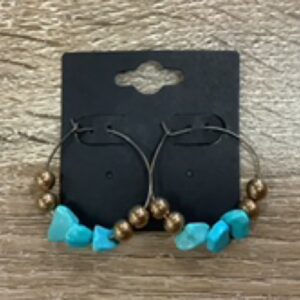 Earrings-Medium Gem Hoops turquoise